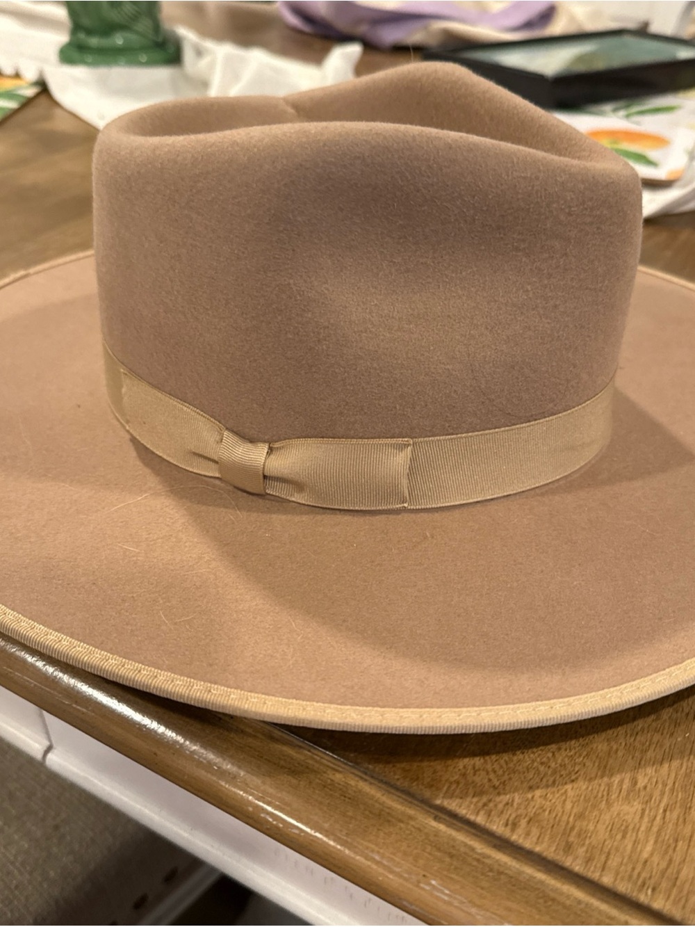 Lack Of Color Wide-Brim Felt Fedora in Camel Tan large nwot